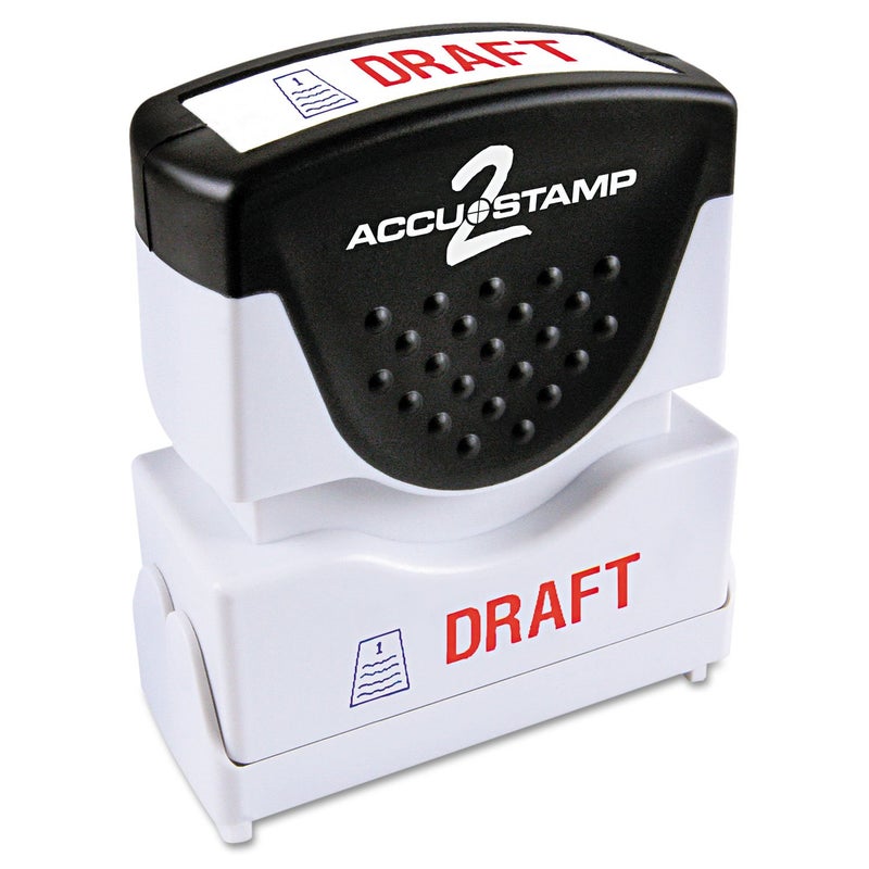 ACCUSTAMP2 035542 Pre-Inked Shutter Stamp with Microban, Red/Blue, Draft, 1 5/8 x 1/2 - Image 1